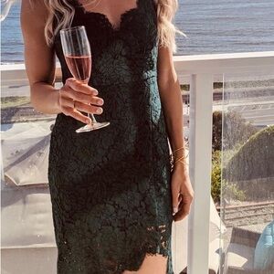 LULUS - green lace midi dress